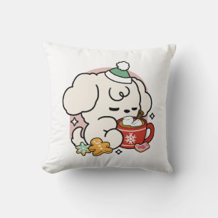 Fuelled by Cocoa and Puppy Dreams – Cute Winter Do Throw Pillow