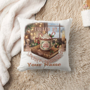 Fuelled By Cocoa Christmas Reads Book Quote Throw Pillow