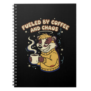 Fuelled By Coffee And Chaos Funny Retro Badger  Notebook