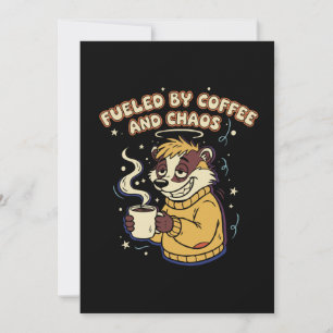 Fuelled By Coffee And Chaos Funny Retro Badger  Thank You Card