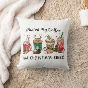 Fuelled by Coffee and Christmas Cheer Throw Pillow