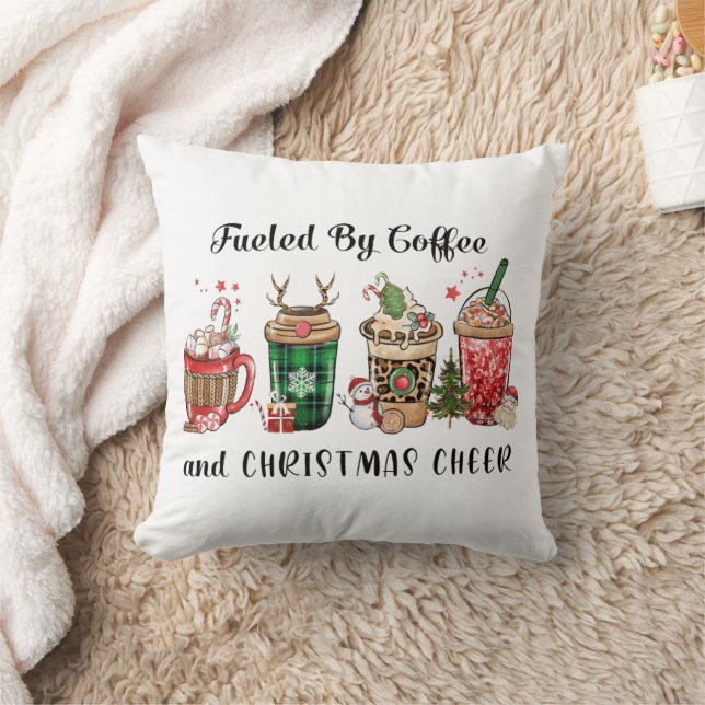 Fuelled by Coffee and Christmas Cheer Throw Pillow (Blanket)