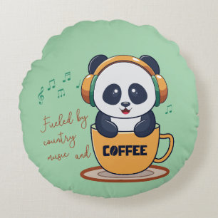 fuelled by coffee and country music round pillow