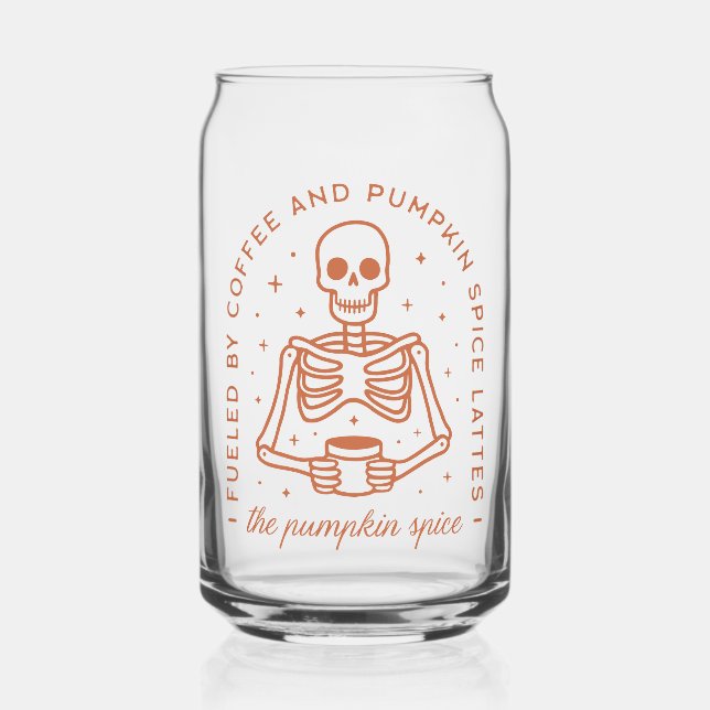 Fuelled By Coffee and Pumpkin Spice Lattes Can Glass (Front)