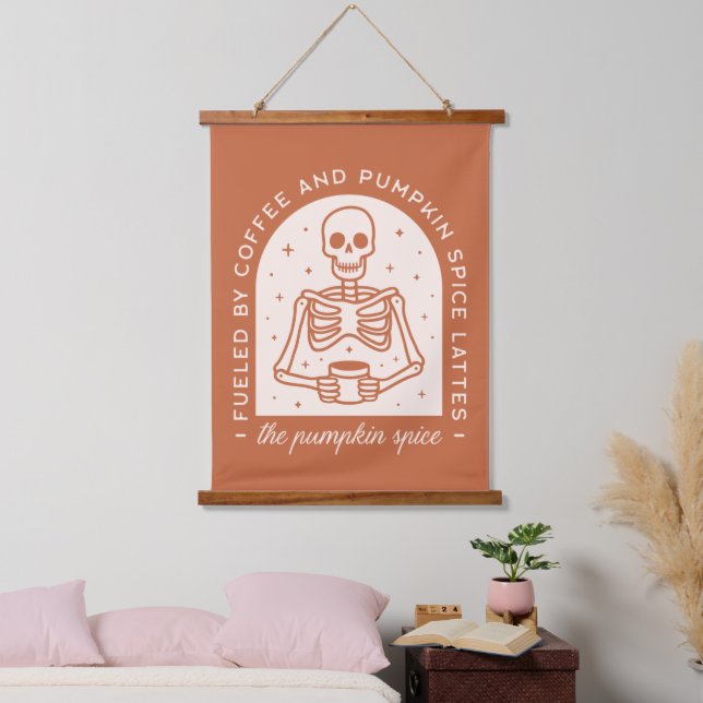 Fuelled By Coffee and Pumpkin Spice Lattes Hanging Tapestry (Bedroom)