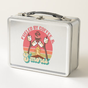 Fuelled by Coffee and S'mores Funny Outdoors Lover Metal Lunch Box