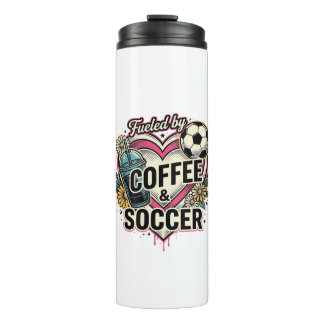 Fuelled By Coffee And Soccer Vintage Shirt Design_ Thermal Tumbler