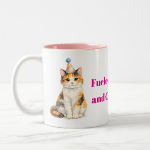 Fuelled by Coffee Calico Cat Pet  Two-Tone Coffee Mug