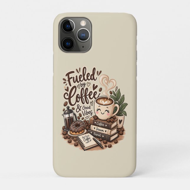 Fuelled by Coffee & Good Vibes – Cute Coffee Lover Case-Mate iPhone Case (Back)