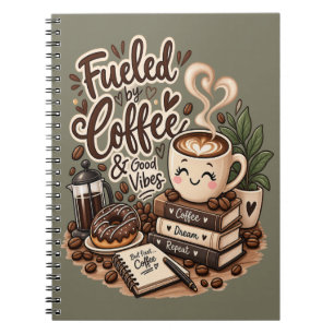 Fuelled by Coffee & Good Vibes – Cute Coffee Lover Notebook