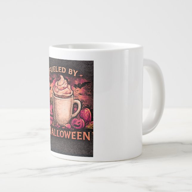 Fuelled By Coffee & Halloween Funny Coffee Mug (Front Right)