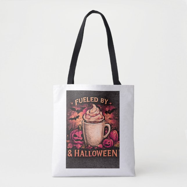 Fuelled By Coffee & Halloween Funny  Tote Bag (Front)