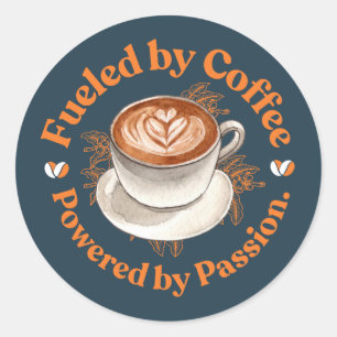 Fuelled By Coffee Latte Art Round Sticker