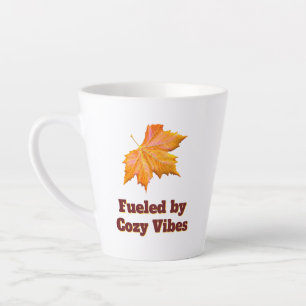 Fuelled by Cozy Vibes Fall Coffee Quote Latte Mug