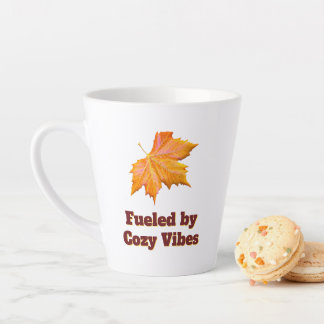Fuelled by Cozy Vibes Fall Coffee Quote Latte Mug