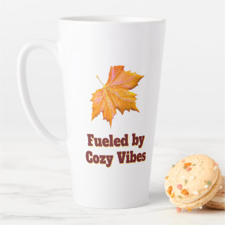 Fuelled by Cozy Vibes Fall Coffee Quote Latte Mug