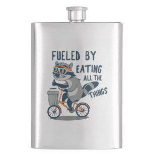 Fuelled By Eating All The Things Racoon Cycling Hip Flask