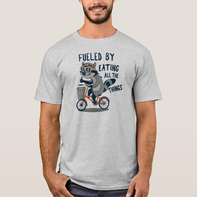 Fuelled By Eating All The Things Racoon Cycling T-Shirt (Front)