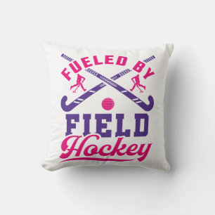 Fuelled by Field Hockey Cute Player Team Throw Pillow