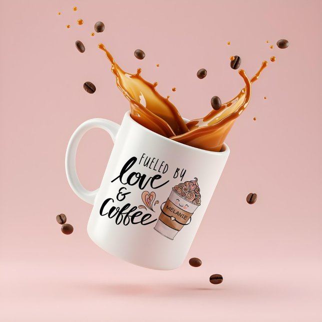 Fuelled By Love & Coffee Cute Funny Coffee Latte Mug (Fueled By Love & Coffee Cute Funny Coffee Latte Coffee Mug)