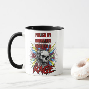 Fuelled by Migraines Pure Liquid Rage Skull Mug