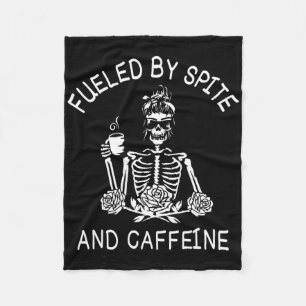 Fuelled By Spite And Caffeine Floral Halloween Ske Fleece Blanket