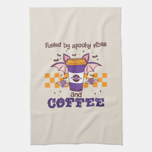 Fuelled By Spooky Vibes and Coffee – Halloween Bat Kitchen Towel