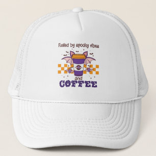 Fuelled By Spooky Vibes and Coffee – Halloween Bat Trucker Hat