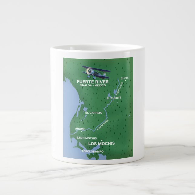 Fuerte River Sinaloa, Mexico travel map Large Coffee Mug (Front)