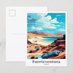 Fuerteventura Spain Vintage Travel Illustration Postcard