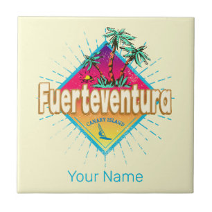 Fuerteventura Surfer Canary Islands Vintage Tile