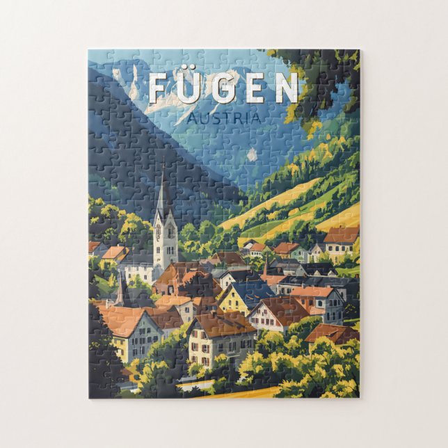 Fugen Austria Illustration Travel Art Vintage Jigsaw Puzzle (Vertical)