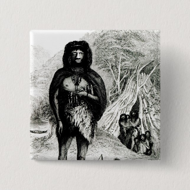 Fugian Man 2 Inch Square Button (Front)