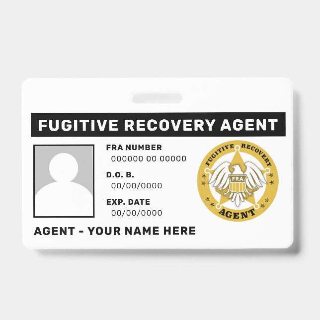 FUGITIVE RECOVERY AGENT Badge (Front)