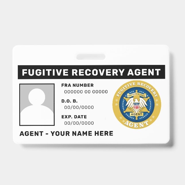 FUGITIVE RECOVERY AGENT Badge (Front)
