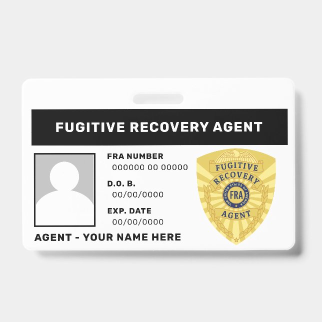FUGITIVE RECOVERY AGENT BADGE (Front)