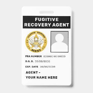 FUGITIVE RECOVERY AGENT Badge