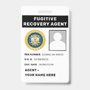 FUGITIVE RECOVERY AGENT Badge