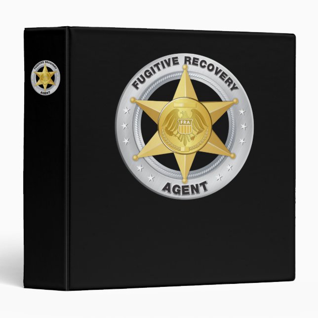 FUGITIVE RECOVERY AGENT BADGE 3 RING BINDER (Front/Spine)
