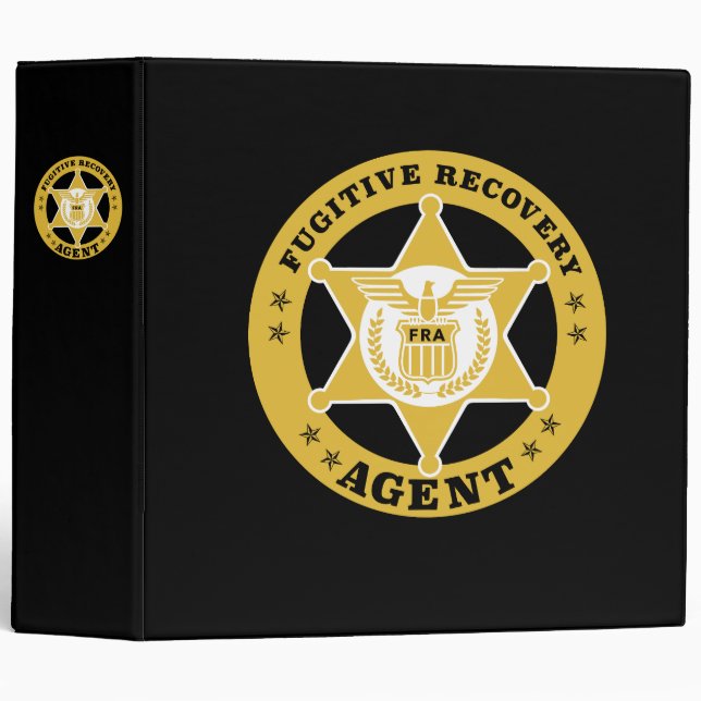 FUGITIVE RECOVERY AGENT BADGE 3 RING BINDER (Front/Spine)