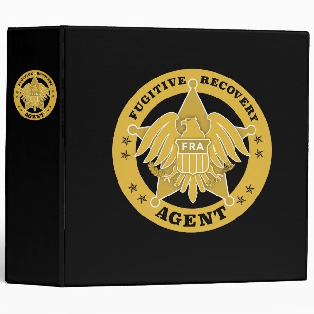 FUGITIVE RECOVERY AGENT BADGE 3 RING BINDER (Front/Spine)