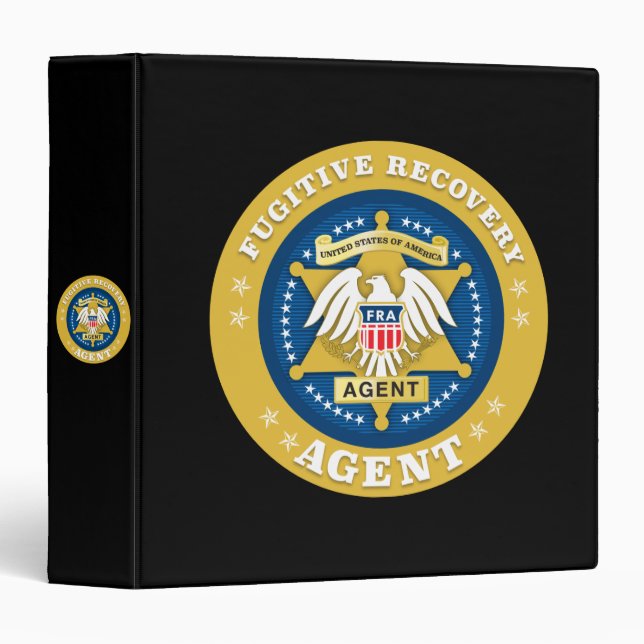 FUGITIVE RECOVERY AGENT BADGE  3 RING BINDER (Front/Spine)