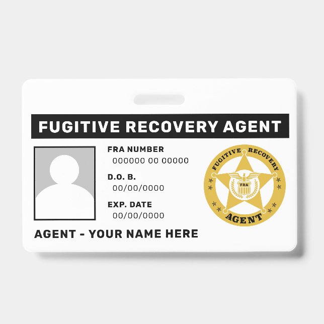 FUGITIVE RECOVERY AGENT BADGE CLIP (Front)