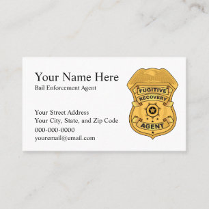 FUGITIVE RECOVERY AGENT Business Cards