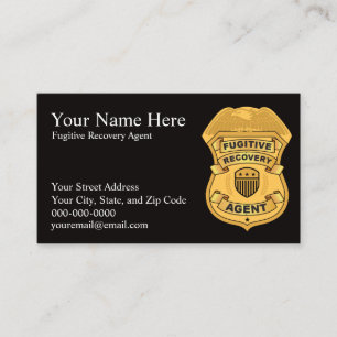 FUGITIVE RECOVERY AGENT Business Cards