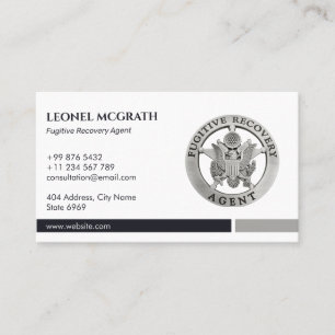 Fugitive Recovery Agent   Elegant Black Silver Business Card