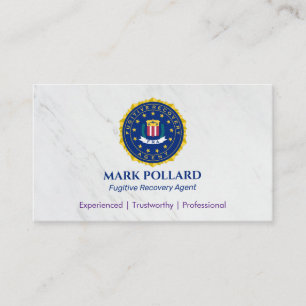 Fugitive Recovery Agent   Elegant White Business Card
