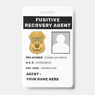 FUGITIVE RECOVERY AGENT Lanyard Badge