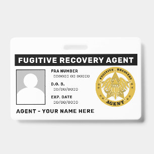 FUGITIVE RECOVERY AGENT Lanyard Badge