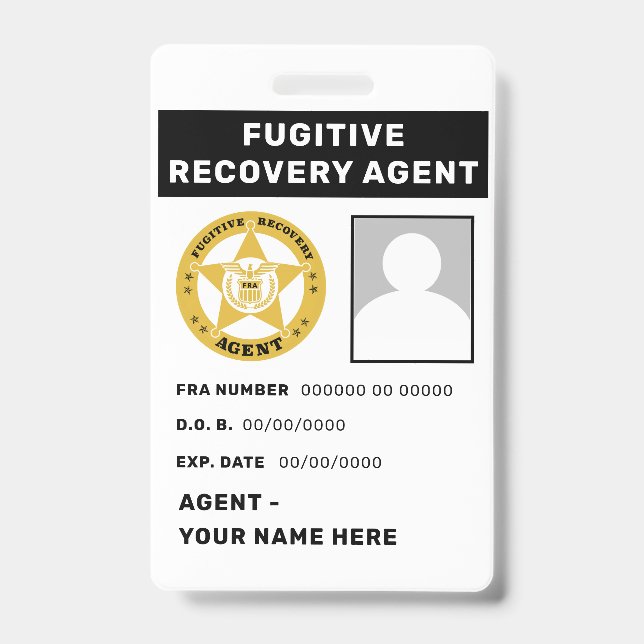 FUGITIVE RECOVERY AGENT Lanyard Badge (Front)